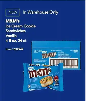 Costco M&m's Ice Cream Cookie Sandwiches Vanilla offer