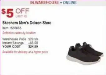 Costco Skechers Men's Delson Shoe 1568665 offer