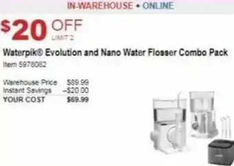 Costco Waterpik Evolution and Nano Water Flosser Combo Pack 5978082 offer