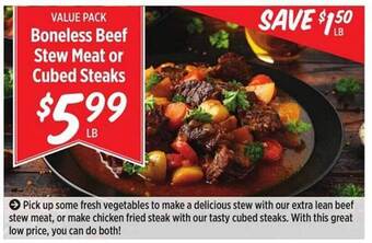 Rouses Boneless Beef Stew Meat Or Cubed Steaks offer