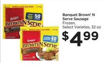 Food 4 Less Banquet Brown N Serve Sausage offer