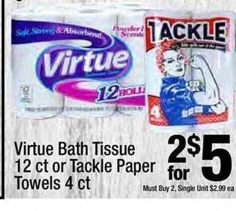 Super King Markets Virtue Bath Tissue Or Tackle Paper Towels offer