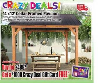 Ocean State Job Lot 14'x12' Cedar Framed Pavilion offer