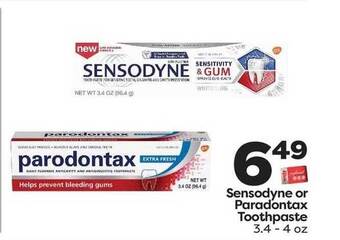 Weis Markets Sensodyne Or Paradontax Toothpaste offer