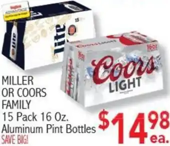 Ingles Markets Miller or Coors Family 15 Pack 16 oz. offer