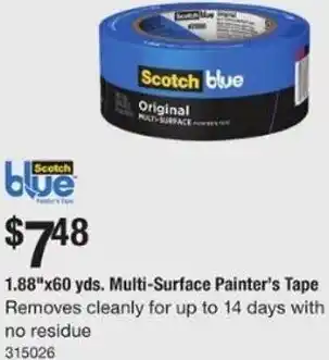 The Home Depot 1.88"x60 yds. M;ulti-Surface Painter's Tape 315026 offer