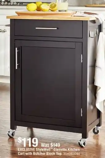 The Home Depot Exclusive StyleWell Glenville Kitchen Cart With Butcher Block Top 304083094 offer