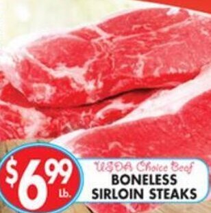Pioneer Supermarkets Boneless Sirloin Steaks offer