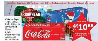 Albertsons Coke Or Pepsi Or Arrowhead Water offer
