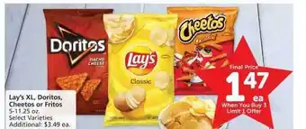 Albertsons Lay's XL, Doritos, Cheetos Or Fritos offer
