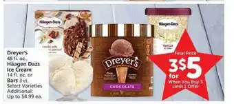 Albertsons Dreyer's , Haagen Dazs Ice Cream Or Bars offer