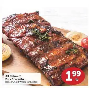 Albertsons All Natural Pork Spareribs Bone In, Sold Whole In The Bag offer