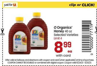 Safeway O Organics Honey offer