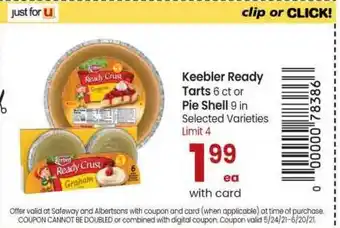 Safeway Keebler Ready Tarts Or Pie Shell offer