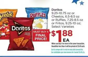 Food 4 Less Doritos Cheetos Or Ruffles Or Fristos offer