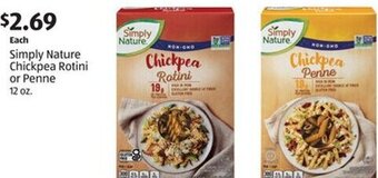 Aldi Simply Nature Chickpea Rotini or Penne 12 oz. offer