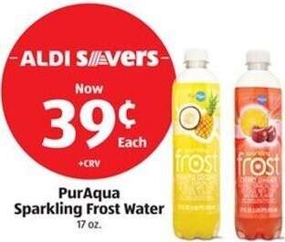 Aldi PurAqua Sparkling Frost Water 17 oz. offer