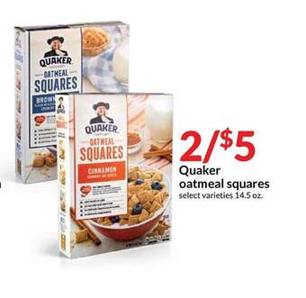 Hy-Vee Quaker Oatmeal Squares offer