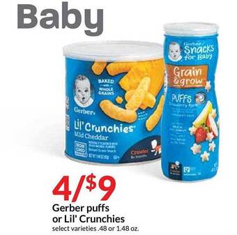 Hy-Vee Gerber Puffs Or Lil' Crunchies offer