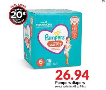 Hy-Vee Pampers Diapers offer