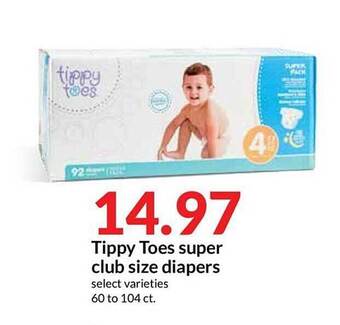 Hy-Vee Tippy Toes Super Club Size Diapers offer