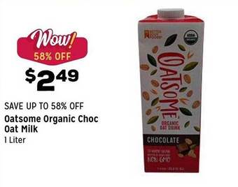 Grocery Outlet Oatsome Organic Choc Oat Milk offer