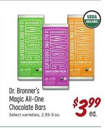 Sprouts Farmers Market Dr. Bronner's Magic All-One Chocolate Bars offer
