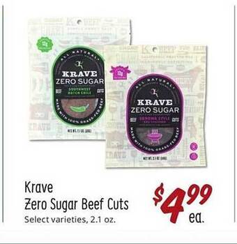 Sprouts Farmers Market Krave Zero Sugar Beef Cuts offer