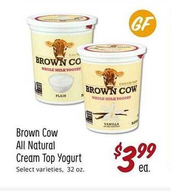 Sprouts Farmers Market Brown Cow All Natural Cream Top Yogurt offer