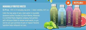 Sprouts Farmers Market Mananalu Purified Water offer