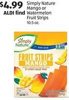 Aldi Simply Nature Mango or Watermelon Fruit Strips 10.5 oz. offer