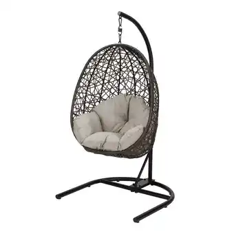 Walmart Better Homes & Gardens Resin Wicker Hanging Egg Chair with Cushion and Stand - Beige offer