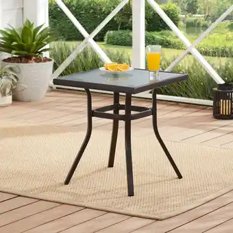Walmart Mainstays Heritage Park Outdoor Square Steel Side Table, Black/Clear offer