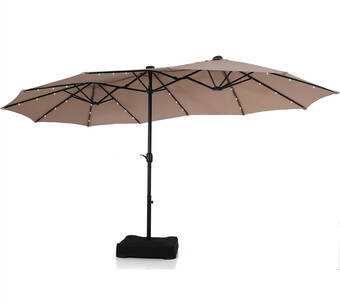 Walmart MF Studio 15ft Double-Sided Solar Patio Umbrella with Base Large Outdoor Table Umbrella with Crank Handle and 36 pcs LED ligh offer