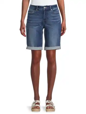 Walmart Time and Tru Women's Mid Rise Rolled Cuff Denim Bermuda Short offer