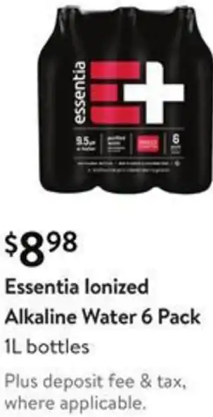 Walmart Essentials Ionized Alkaline Water 6 Pack 1L offer