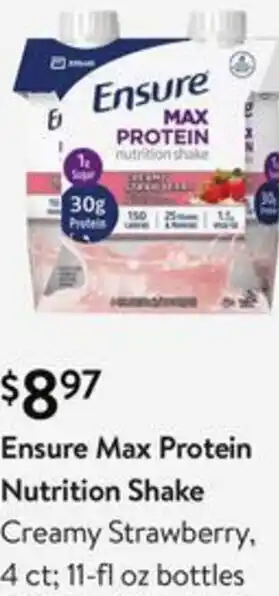 Walmart Ensure Max Protein Nutrition Shake 11-fl oz offer
