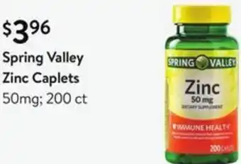 Walmart Spring Valley Zinc Caplets 50mg offer