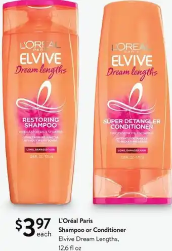Walmart L'Oréal Paris Shampoo or Conditioner 12.6 fl oz. offer