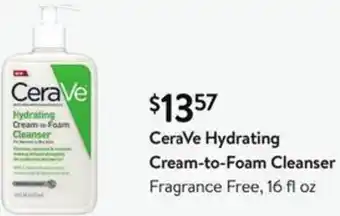 Walmart CeraVe Hydrating Cream-to Foam Cleanser 16 fl oz offer