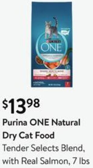 Walmart Purina One Natural Dry Cat Food 7 lbs offer