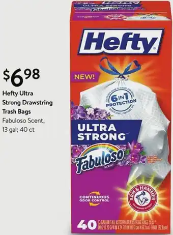 Walmart Hefty Ultra Strong Drawstring Trash Bags 40 ct offer
