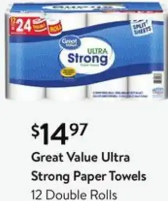 Walmart Great Value Ultra Strong Paper Towels offer