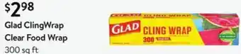 Walmart Glad Cling Wrap Clear Food Wrap 300 sq offer