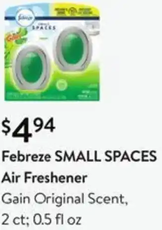 Walmart Febreze Small Spaces Air Freshener 1.5 fl oz offer