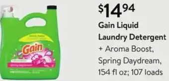 Walmart Gain Liquid Laundry Detergent 154 fl oz offer