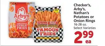 Albertsons Checker's, Arby's Nathan's Potatoes Or Onion Rings offer