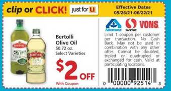 Albertsons Bertolli Olive Oil offer