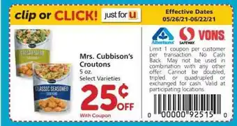 Albertsons Mrs. Cubbison's Croutons offer