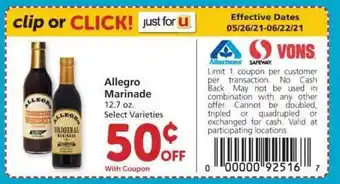 Albertsons Allegro Marinade offer